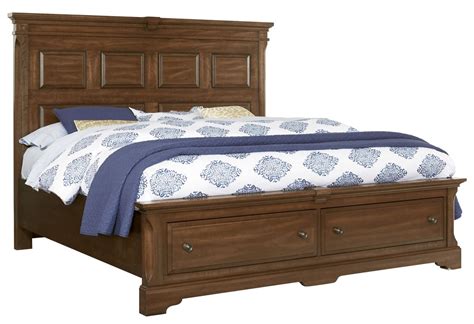 Heritage Amish Cherry Queen Mansion Bed With Storage Footboard 110 559