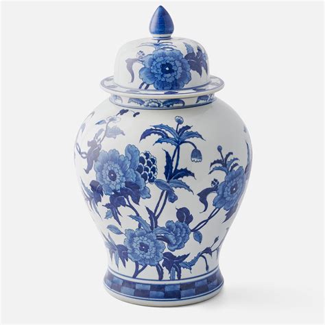 Large Blue And White Decorated Ginger Jar The Nine Schools