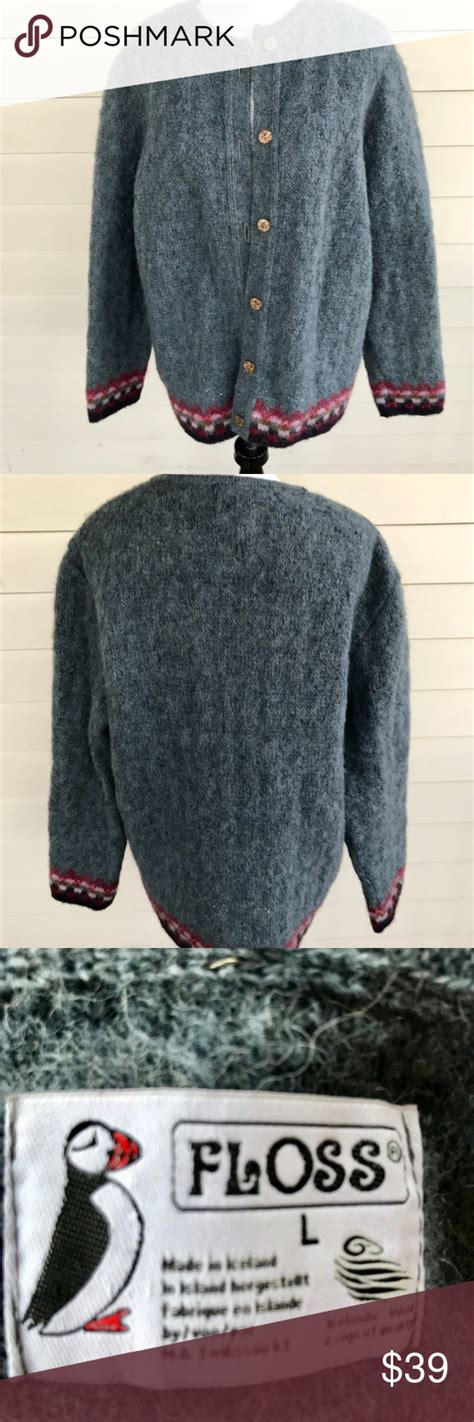 Floss Iceland Gray Wool Sweater Cardigan Cardigan Sweaters Sweater