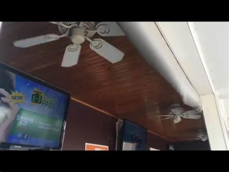 This ceiling is installed in my garage. 3 Hampton Bay Minuet II ceiling fans at Six Flags - YouTube