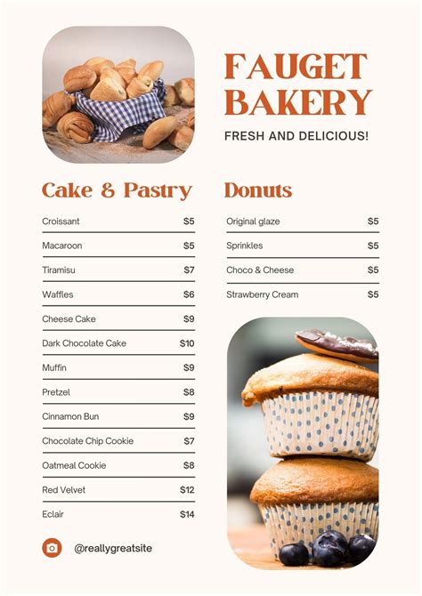 Creative Bakery Menu Card Vlrengbr