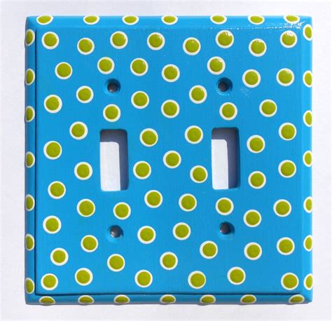 Double Light Switch Plate Cover Hand Painted Breezy Blue Turquoise And