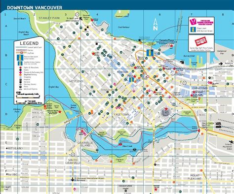 Downtown Vancouver Tourist Map Vancouver Canada Attractions Map British Columbia Canada