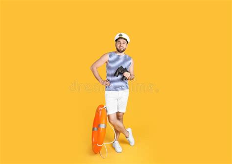 Sailor With Binoculars On The White Background Stock Image Image Of
