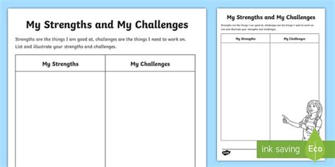 My Strengths And Challenges Worksheet Worksheet Twinkl