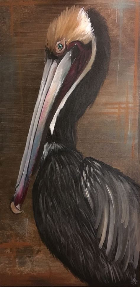 Louisiana Brown Pelican Acrylic Painting Canvasesbychloe Pelican Art