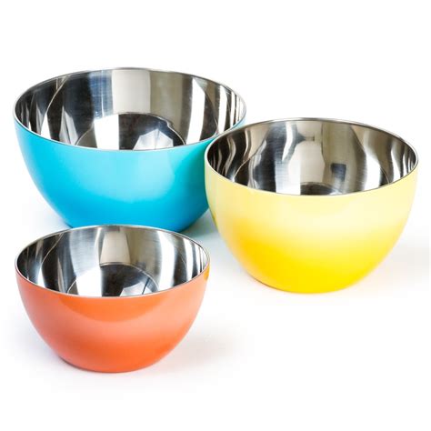 Stainless Steel German Mixing Bowl Set Multi Color 3 Nested Bowls