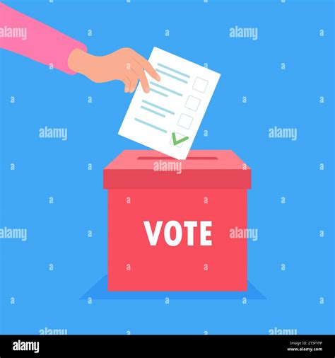 Hand Puts Vote Bulletin Into Vote Box Election Concept Flat Design