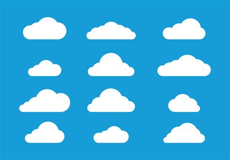 Flat Cloud Design On Blue Background Icon Clouds Vector Set Graphic