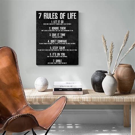 Size 12x16 Inch 7 Rules Of Life Motivational Poster Perfect Canvas