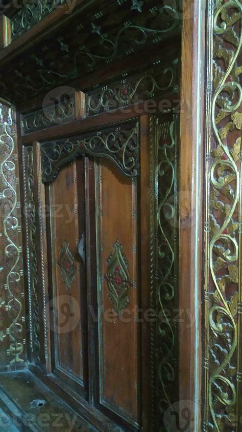 Javanese Traditional Door With Carved Carvings Made Of Wood 23575687