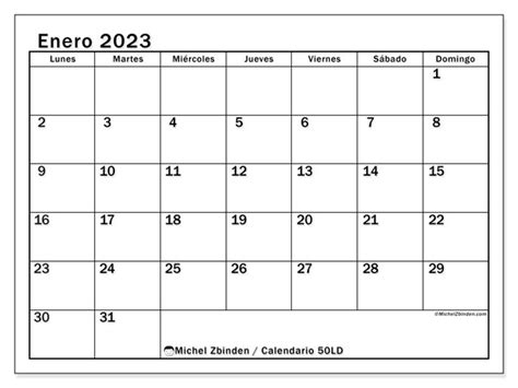 Calendario Enero De 2023 Para Imprimir “771ld” Michel Zbinden Cr