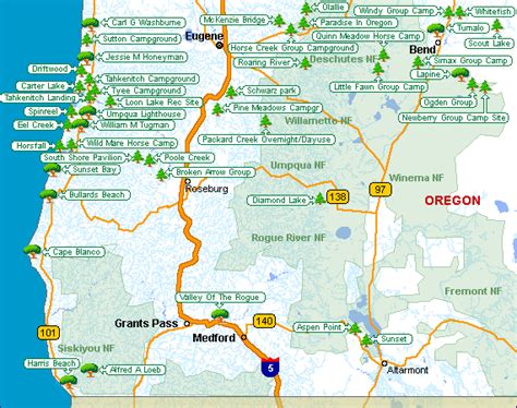 Camping In Southwest Oregon Find Oregon Campgrounds Oregon Map