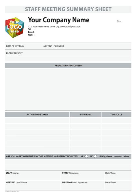 staff meeting summary template order  carbonless ncr