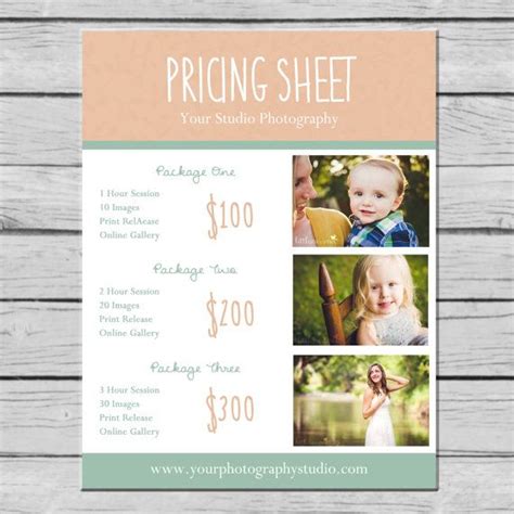 Photography Pricing Sheet Template Photography Pricing Sheet