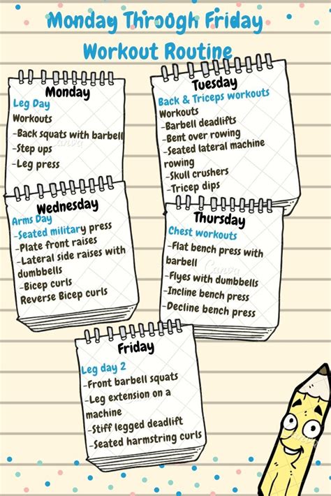 (most will do this on monday/wednesday/friday and then have the weekend off). Pin on Monday through Friday workout plan