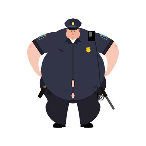 Cartoon Of A Cop Eating Donut Illustrations Royalty Free Vector
