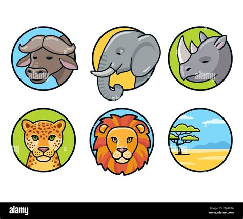 Ensemble Emblématique Des Cinq Grands Animaux Africains Lion Léopard