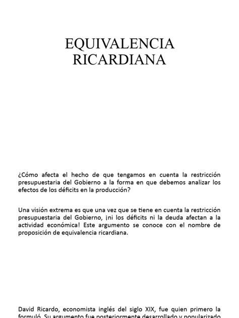 Equivalencia Ricardiana Pdf