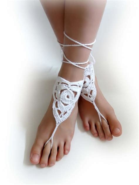 Crochet Barefoot Sandals White Or 27 Colors Woman S Crochet Foot