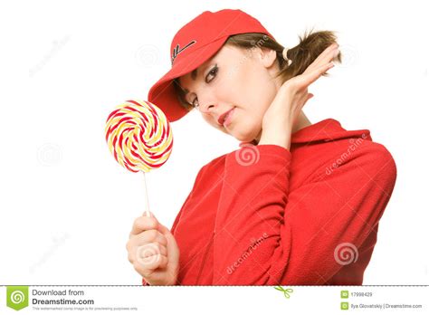 Beautiful Woman With Lollipop Smiling Stock Image Image Of Caucasian