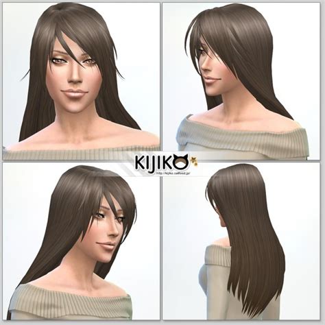 Kijiko Sims Long Straight Hairstyle For Her Sims 4 Hairs