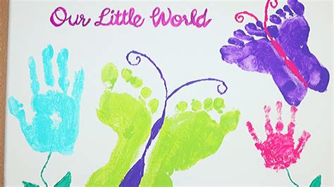 Baby Footprint Drawing Baby Foot Print With Paint On Canvas Baby