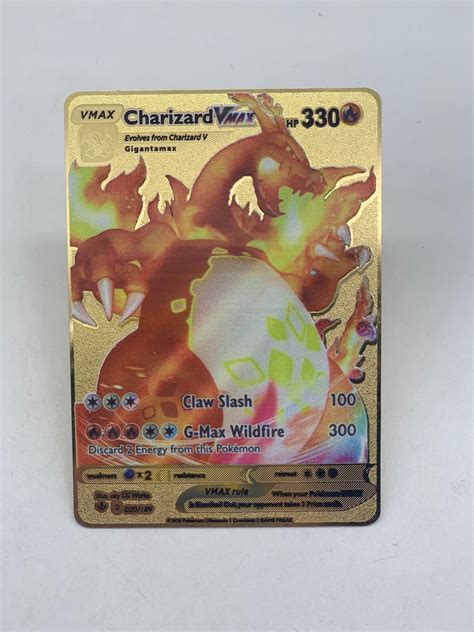 Charizard Vmax Gold Metal Pokemon Card Etsy Canada