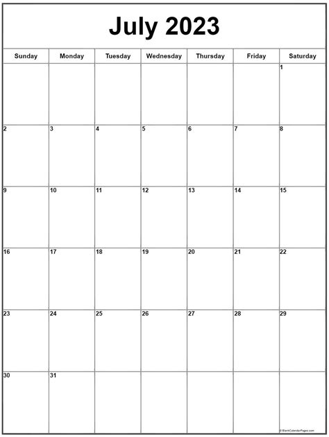 Free Printable Calendar July 2023 Printable Templates Free Free