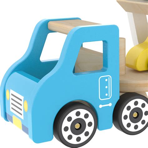 Double Decker Trailer Truck Carrier Vehicle Wooden Car Transporter Toy