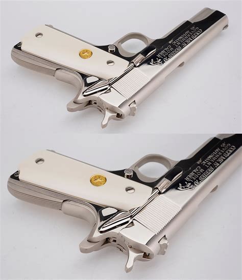 Colt Government Model Mk Iv Series 70 Nickel Finish Ivory Grips 45 Acp