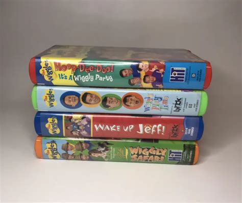 LOT OF 4 The Wiggles VHS Tapes Wiggly Party Time Hoop Dee Doo Wake Up