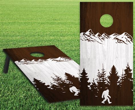 Cornhole Board Bag Toss Vinyl Wrap Set Bigfoot Mountains Universal Fit