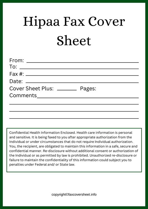 HIPAA Fax Cover Sheet Templates Printable In PDF Word