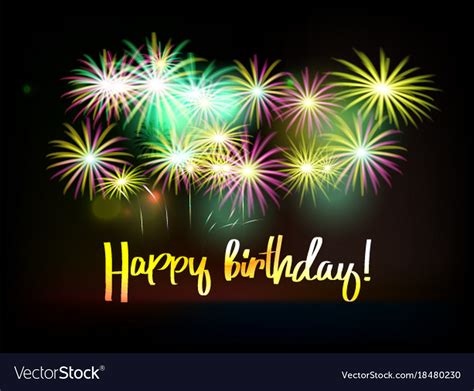 Happy Birthday Fireworks Greeting Card Royalty Free Vector