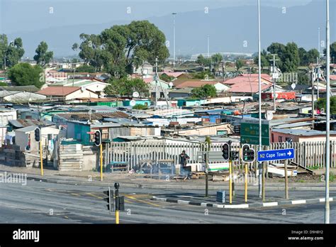 Township Gugulethu Gebiet Entlang Der Autobahn N2 Cape Town Südafrika