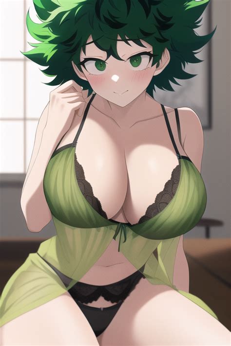 Rule 34 Ai Generated Bedroom Blush Female Deku Green Hair Huge Ass Huge Breasts Hypercummies