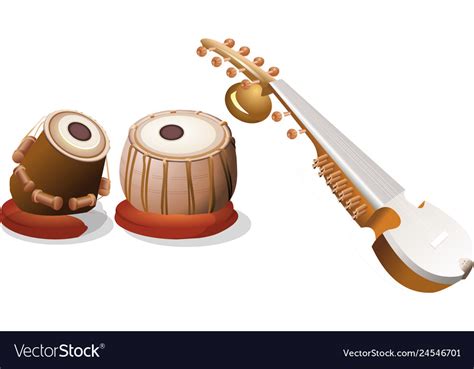 Indian Classical Musical Instrument Royalty Free Vector