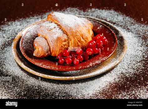 Sweet Croissant With Redcurrants Stock Photo Alamy