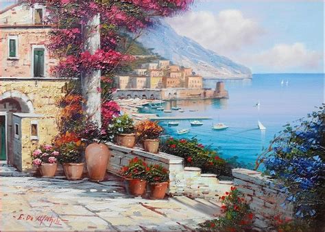 Amalfi Seascape 50x70 Cm Painting By Ernesto Di Michele Pixels