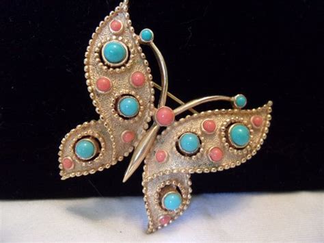 Trifari Butterfly Insect Brooch Pin Vintage Etruscan Revival Insect