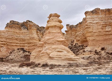 Eroded Exposed Limestone Pillars At Castle Rock Stock Image Image Of