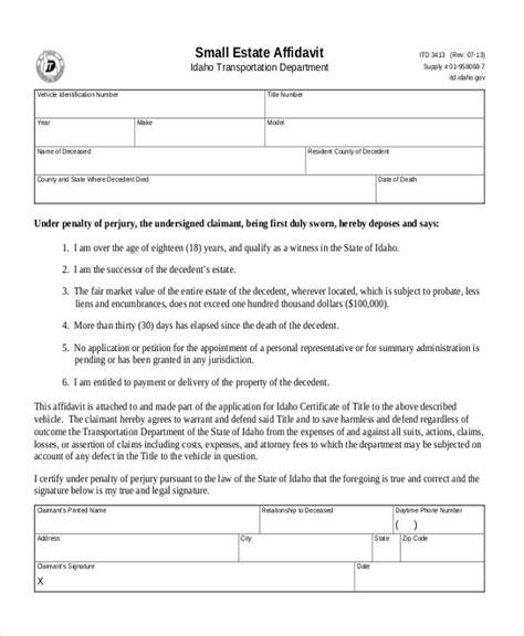 Affidavit form usa ,#freeaffidavitformsusa, free forms online throughout affidavit form pdf. FREE 9+ Affidavit Form for Small Estate in PDF