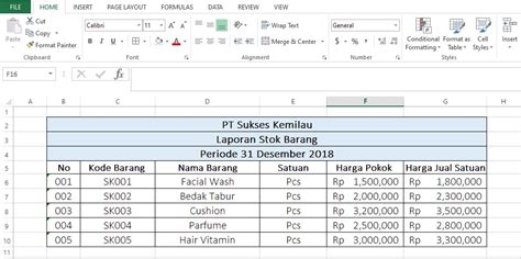 Contoh Laporan Penjualan Bulanan Excel