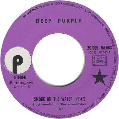 Deep Purple Smoke On The Water French 7 Vinyl Single 7 Inch Record