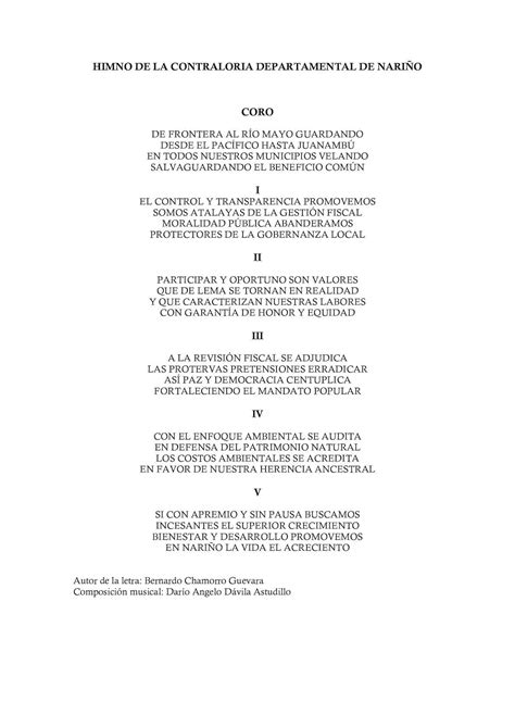 Calaméo Himno Contraloria Departamental De Nariño