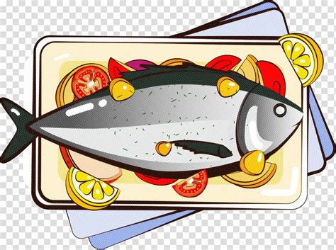 Fish Cartoon Cuisine Fish Food Dish Transparent Background Png Clipart