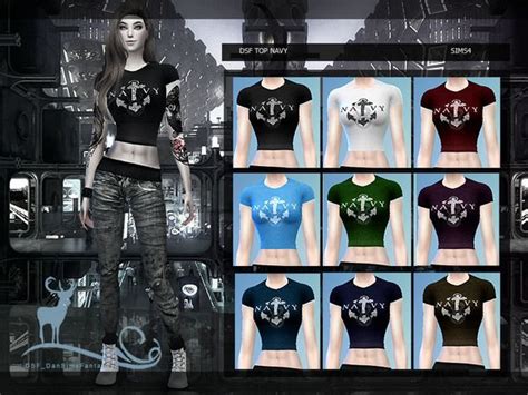Dansimsfantasys Dsf Top Navy Gothic Outfits Female Navy