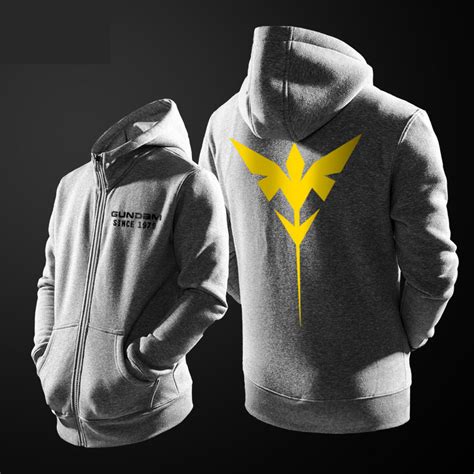 Quaity Gundam Themed Zip Up Hoodie For Boys Mens Wishiny