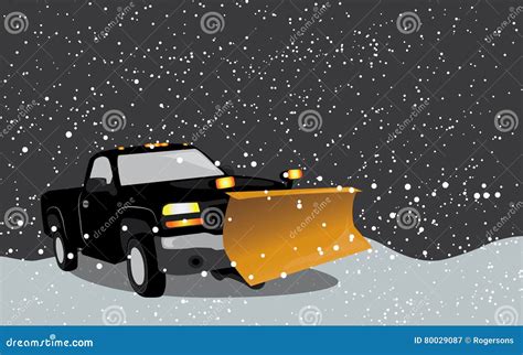 Pick Up Truck With Plow In Snow Storm Cartoon Vector Cartoondealer
